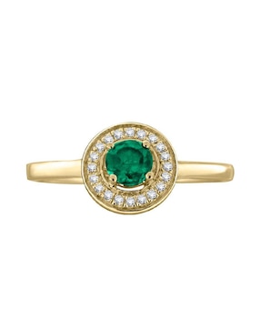 Anillo Fascinare Clara 14 k de oro amarillo esmeralda y diamante brillante