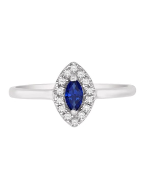 Anillo Fascinare Suylen 14 k de oro blanco zafiro y diamante brillante