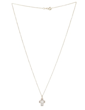 Collar de cruz Fonelli de oro amarillo 14 K