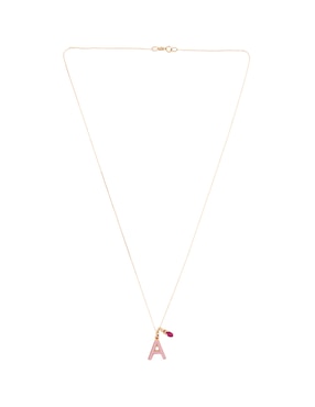 Collar con dije de letra a Fonelli de oro 14 K