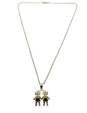 Collar con dije de niña Limerence By Claudia Herrera de oro laminado 14 K