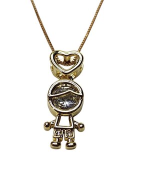 Collar con dije de niña Limerence By Claudia Herrera de oro laminado 14 K