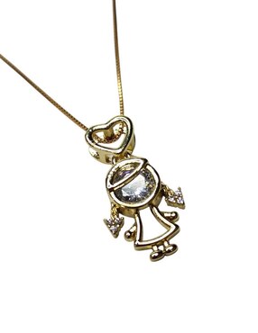 Collar con dije de niño Limerence By Claudia Herrera de oro laminado 14 K