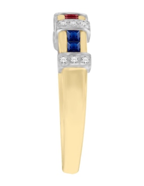 Anillo Fascinare Luisiana 14 k de oro esmeralda, zafiro y rubí brillante