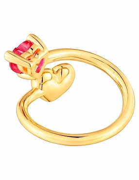 Anillo de corazón Tous Garden of Love de plata P 925 rubí con acabado baño de oro