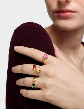 Anillo de corazón Tous Garden of Love de plata P 925 rubí con acabado baño de oro