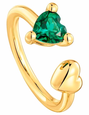 Anillo de corazón Tous Garden of Love de plata P 925 esmeralda con acabado baño de oro