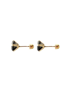 Broqueles redondos Mancini de oro ónix