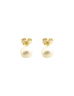 Broqueles redondos Mancini de oro perla