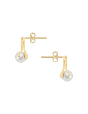 Aretes Fianelli Listón de oro con acabado brillante perla