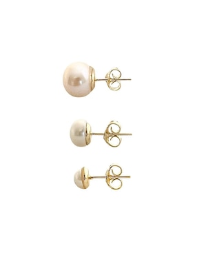 Broqueles redondos Mancini de oro perla