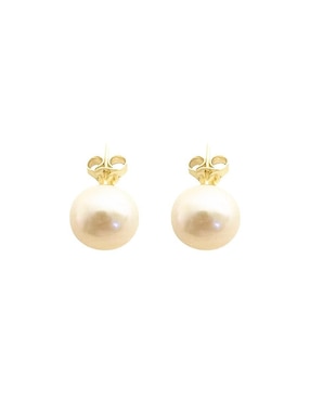 Broqueles redondos Mancini de oro perla