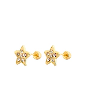 Broqueles de estrella Mancini de oro con acabado brillante zirconia