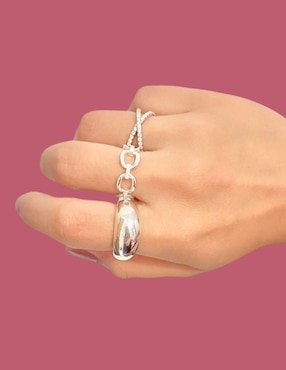 Anillo semicircular Aretize Brillo P 925 de plata