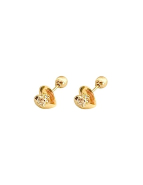 Broqueles de corazón Mancini de oro 10 K con acabado brillante zirconia