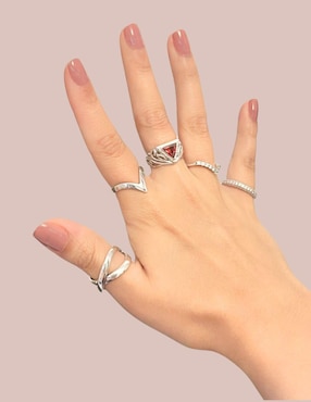 Anillo triangular Aretize Brillo P 925 de plata zirconia troquelado