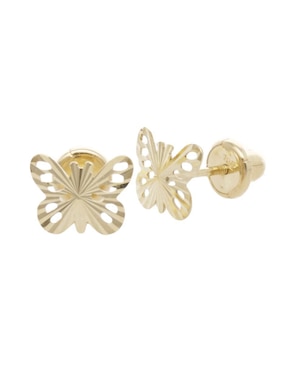 Broqueles de mariposa Joyerías Bizzarro de oro con acabado brillante