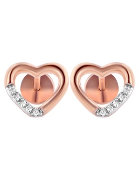 Broqueles de corazón Joyerías Bizzarro de oro rosa 14 K con acabado brillante diamante