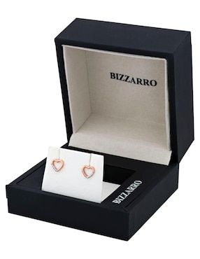 Broqueles de corazón Joyerías Bizzarro de oro rosa 14 K con acabado brillante diamante