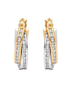 Arracadas Joyerías Bizzarro de oro 14 K con acabado brillante zirconia