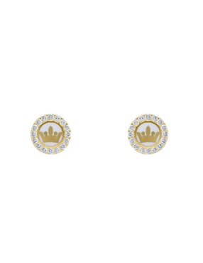 Broqueles de corona Joyerías Bizzarro de oro con acabado brillante zirconia