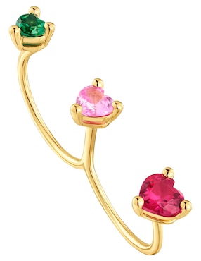 Anillo con gema de corazón Tous Garden Of Love LGG de plata P 925 esmeralda, zafiro y rubí con acabado baño de oro