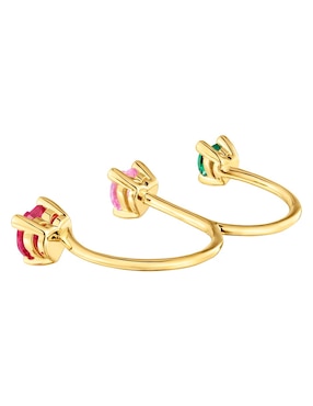 Anillo con gema de corazón Tous Garden Of Love LGG de plata P 925 esmeralda, zafiro y rubí con acabado baño de oro