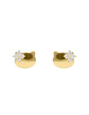 Broqueles de gato Hello Kitty Joyerías Bizzarro de oro con acabado brillante zirconia