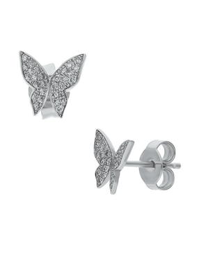 Set de aretes de mariposa Joyerías Bizzarro de oro blanco con acabado brillante diamante