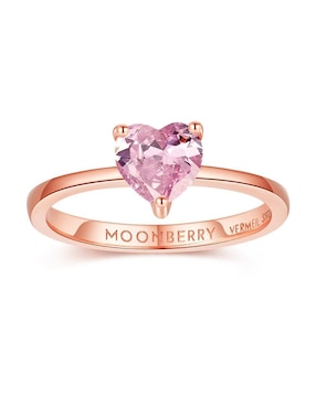 Anillo de corazón Moonberry de plata vermeil P 925 zirconia cúbica con acabado baño de oro rosa