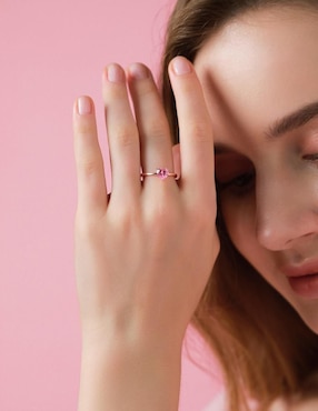 Anillo de corazón Moonberry de plata vermeil P 925 zirconia cúbica con acabado baño de oro rosa