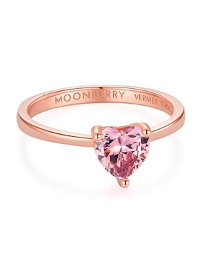 Anillo de corazón Moonberry de plata vermeil P 925 zirconia cúbica con acabado baño de oro rosa