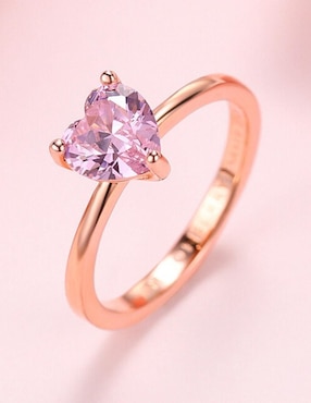 Anillo de corazón Moonberry de plata vermeil P 925 zirconia cúbica con acabado baño de oro rosa