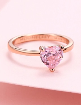Anillo de corazón Moonberry de plata vermeil P 925 zirconia cúbica con acabado baño de oro rosa