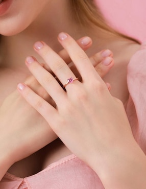 Anillo de corazón Moonberry de plata vermeil P 925 zirconia cúbica con acabado baño de oro rosa
