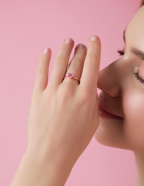 Anillo de corazón Moonberry de plata vermeil P 925 zirconia cúbica con acabado baño de oro rosa