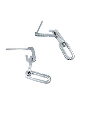 Aretes de eslabones Aretize de plata P 925 con acabado pavé zirconia