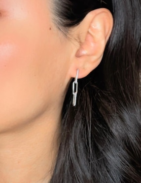 Aretes de eslabones Aretize de plata P 925 con acabado pavé zirconia