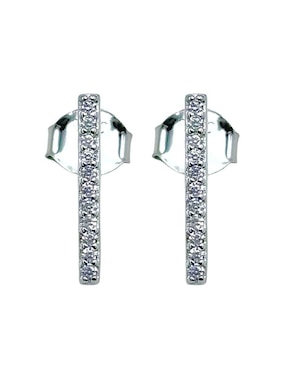 Aretes de barra Aretize de plata P 925 con acabado pavé zirconia