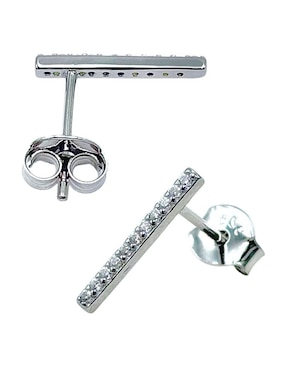 Aretes de barra Aretize de plata P 925 con acabado pavé zirconia