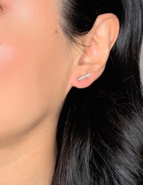 Aretes de barra Aretize de plata P 925 con acabado pavé zirconia