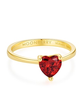 Anillo de corazón Moonberry de plata vermeil P 925 zirconia cúbica con acabado baño de oro