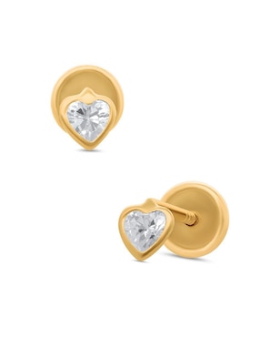 Broqueles de corazón Joyerías Bizzarro de oro zirconia