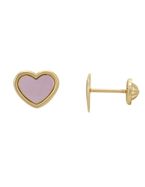 Broqueles de corazón Cristal Joyas de oro florentino madre perla