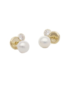 Broqueles circulares Joyerías Bizzarro de oro perla
