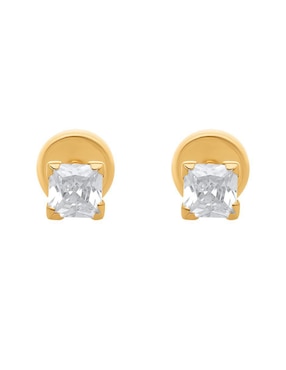 Broqueles cuadrados Joyerías Bizzarro de oro zirconia