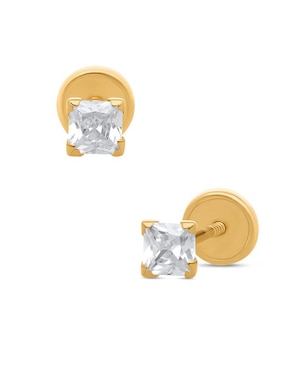 Broqueles cuadrados Joyerías Bizzarro de oro zirconia