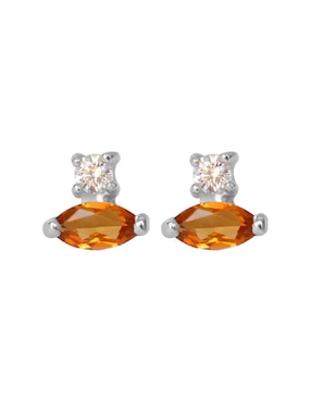 Aretes de rombo Teresa Díaz Joyería Mexicana Destellos De La Tierra de plata P 925 con acabado plateado cuarzo