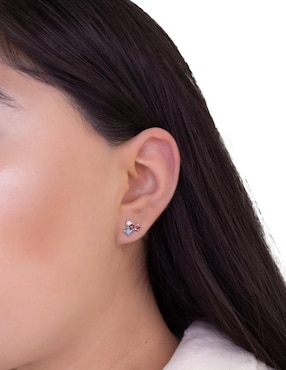Aretes Teresa Díaz Joyería Mexicana Destellos De La Tierra de plata P 925 con acabado plateado rodolita