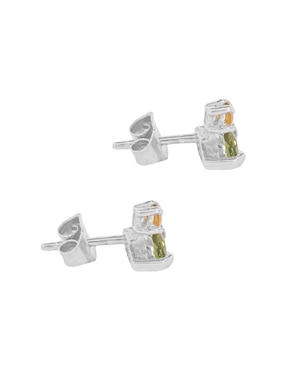 Aretes de rombo Teresa Díaz Joyería Mexicana Destellos De La Tierra de plata P 925 con acabado plateado peridoto